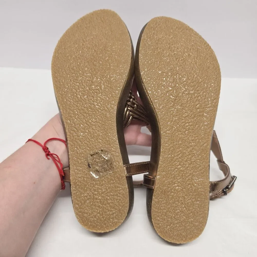 Cordani Sarita Bronze Metallic Braided Thong Sandal Size 38 EU 7.5 - 8 US Boho